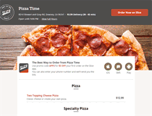 Tablet Screenshot of pizzatimedowney.com